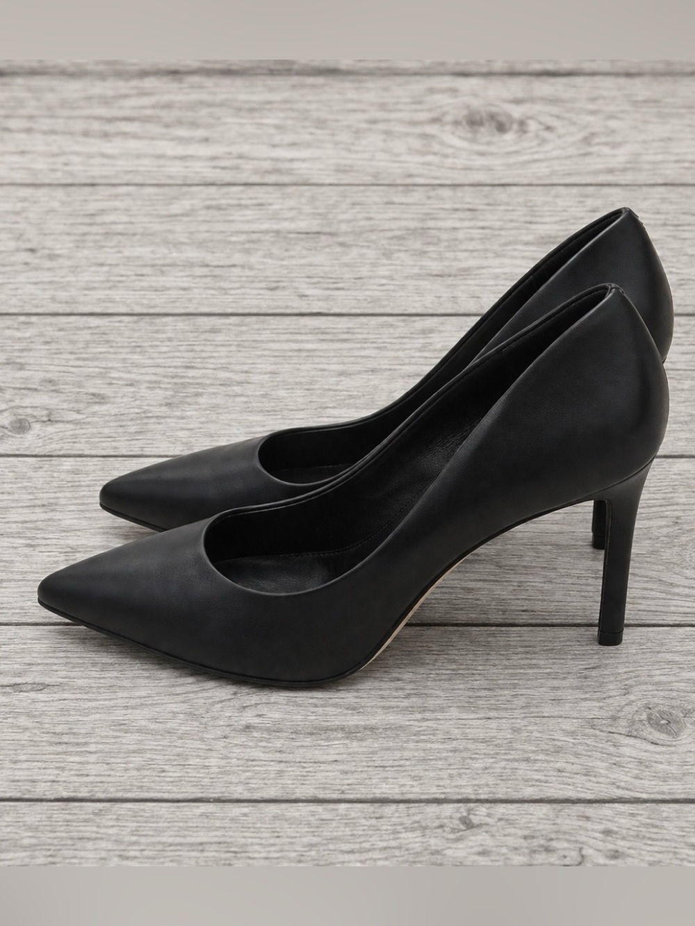 Antonio Melani Black Leather Pointed Toe Heels Size 7.5 | Worn Once